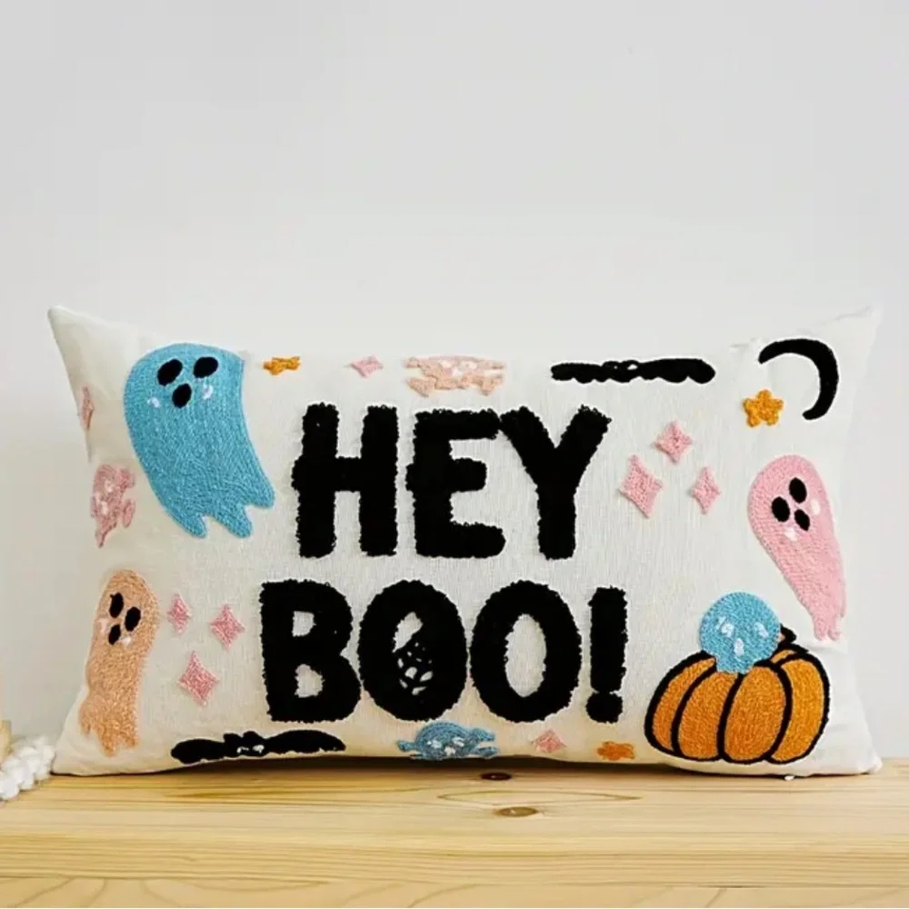 Halloween Embroidered Throw Pillow Cover Living Room Decor 18x18